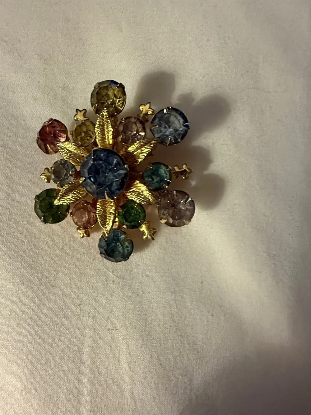 Gold-Tone Multicolor Crystal Floral Brooch - Women's Jewelry